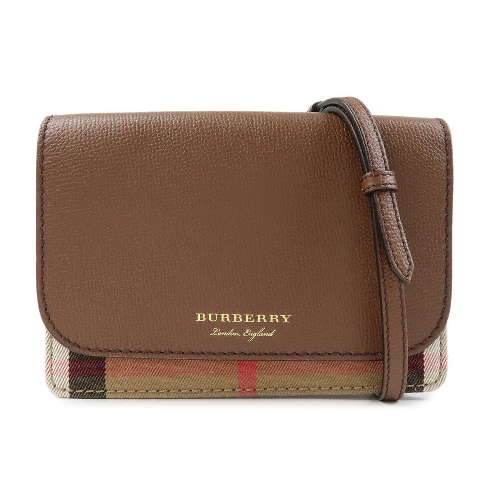 Burberry Nova Check Leather & Canvas Crossbody Bag Brown